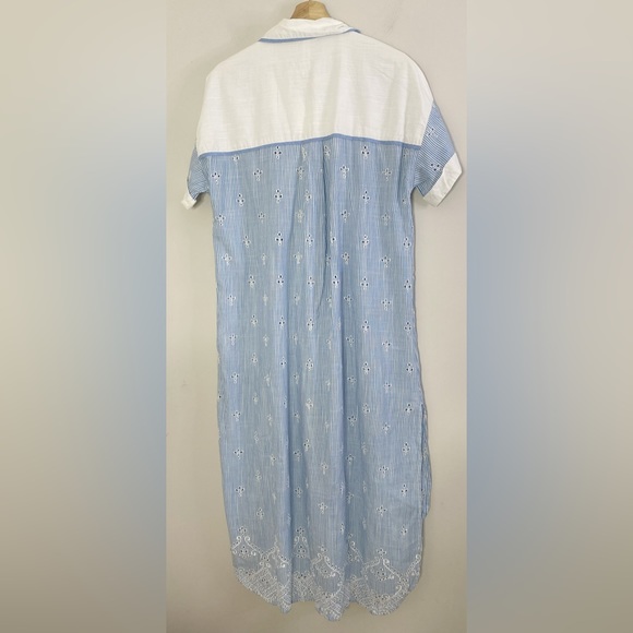 Anthropologie Cezzane Striped Eyelet Dress size M new with tag nwt blue - Picture 6 of 7